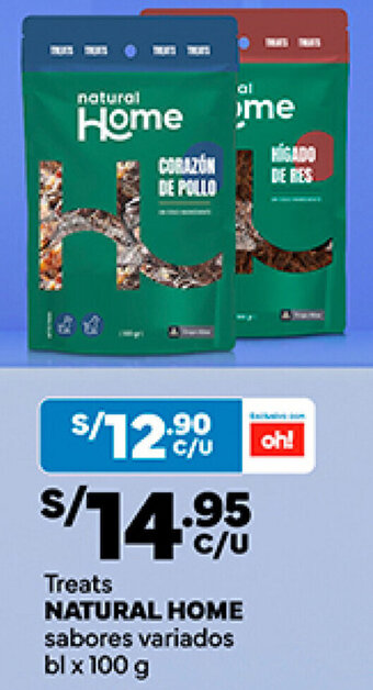Plaza Vea NATURAL HOME Treats sabores variados bl x 100 g oferta