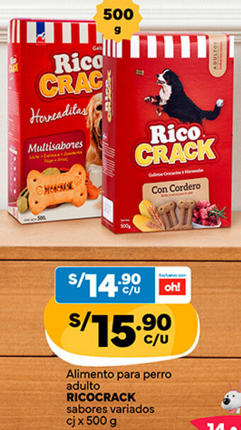 Plaza Vea RICOCRACK Alimento para perro adulto sabores variados cj x 500 g oferta