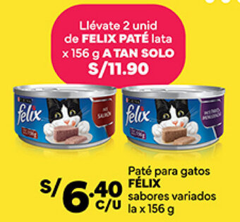 Plaza Vea FÉLIX Paté para gatos sabores variados C/U la x 156 g oferta