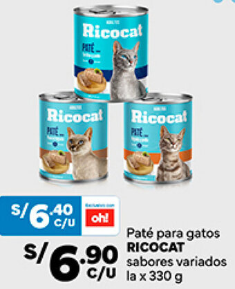 Plaza Vea RICOCAT Paté para gatos sabores variados la x 330g oferta