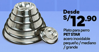 Plaza Vea PET STAR Plato para perro acero inoxidable pequeño/mediano /grande oferta