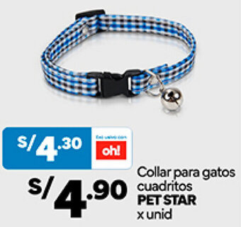 Plaza Vea PET STAR Collar para gatos cuadritos x unid oferta