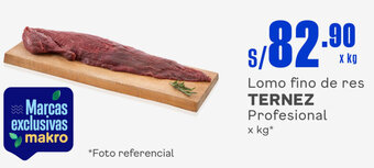 Plaza Vea TERNEZ Lomo fino de res Profesional x kg oferta