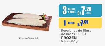 Plaza Vea FROZEN Porciones de filete de basa 80 - 110 Bolsa x 500g oferta