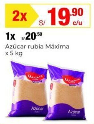 Metro Azúcar rubia Máxima x 5kg x 2 oferta