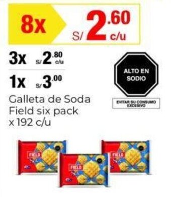 Metro Galleta de Soda Field six pack x 192g x 8 oferta