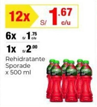Metro Rehidratante Sporade x 500 ml x 12 oferta