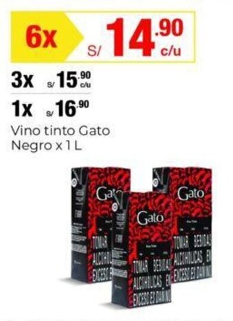 Metro Vino tinto Gato Negro x 1 L x 6 oferta