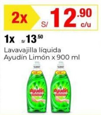 Metro Lavavajilla líquida Ayudín Limón x 900 ml x 2 oferta