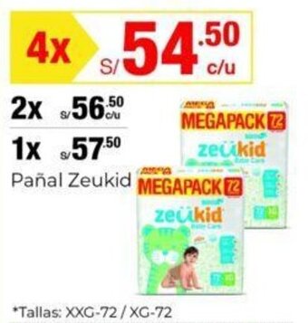 Metro Pañal Zeükid MEGAPACK Tallas: XXG-72 / XG-72 x 4 oferta
