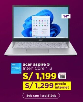 Ripley acer aspire 5 CORE Intel Core i3 oferta