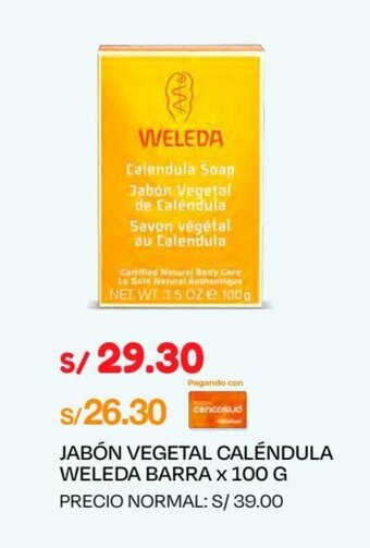 Wong JABÓN VEGETAL CALENDULA WELEDA BARRA X 100 G oferta