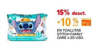 Wong EN TOALLITAS STITCH FAMILY CARE x 25 USD. oferta