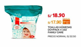 Wong FAMILY CARE TOALLAS HÚMEDAS DOYPACK X 192 UDS. oferta