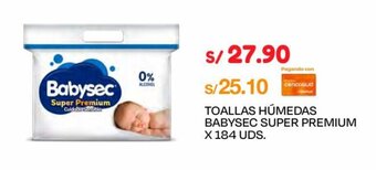Wong TOALLAS HÚMEDAS BABYSEC SUPER PREMIUM X 184 UDS. oferta