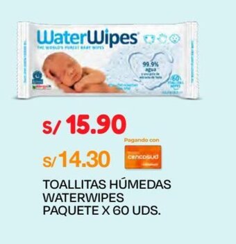 Wong TOALLITAS HÚMEDAS WATERWIPES PAQUETE X 60 UDS. oferta