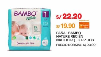 Wong PAÑAL BAMBO NATURE RECIÉN NACIDO PQT. X 22 UDS. oferta