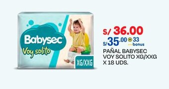 Wong PAÑAL BABYSEC VOY SOLITO XG/XXG X 18 UDS. oferta