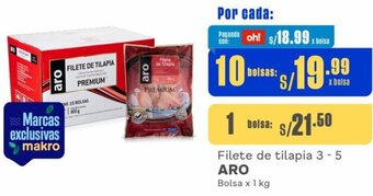 Makro ARO Filete de tilapia 3-5 10 Bolsas x 1 kg oferta