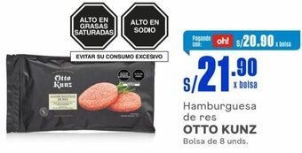 Makro OTTO KUNZ Hamburguesa de res Bolsa de 8 unds. oferta