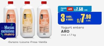 Makro ARO Yogurt entero 3Unds x 1.7 kg oferta