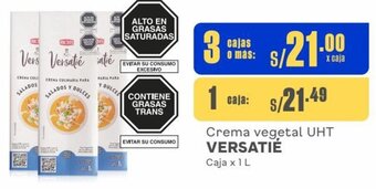 Makro VERSATIE Crema vegetal UHT 3 Cajas x 1 L oferta