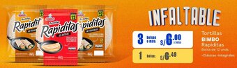 Makro Tortillas BIMBO Rapiditas 3 Bolsas de 12 unds oferta