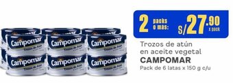 Makro CAMPOMAR Trozos de atún en aceite vegetal 2 Packs de 6 latas x 150 g c/u oferta