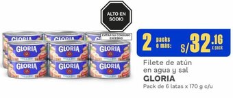 Makro GLORIA Filete de atún en agua y sal 2 Packs de 6 latas x 170 g c/u oferta