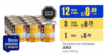Makro ARO Durazno en mitades 12 Latas x 820 g oferta