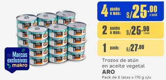 Makro ARO Trozos de atún en aceite vegetal 4 Packs de 6 latas x 170 g c/u oferta
