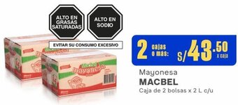 Makro MACBEL Mayonesa 2 Cajas de 2 bolsas x 2 L c/u oferta