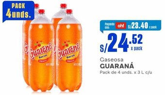 Makro GUARANÁ Gaseosa Pack de 4 unds. x 3 L c/u oferta