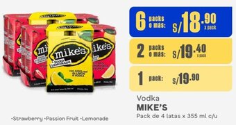 Makro MIKE'S Vodka 6 Packs de 4 latas x 355 ml c/u oferta