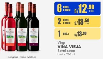Makro VIÑA VIEJA Vino Semi seco 6 Unds x 750 ml oferta