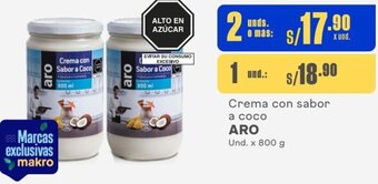 Makro ARO Crema con sabor a coco 2 Unds x 800g oferta