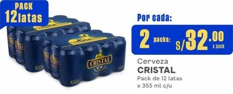 Makro CRISTAL Cerveza 2 Packs de 12 latas x 355 ml c/u oferta