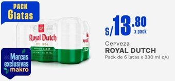 Makro ROYAL DUTCH Cerveza Pack de 6 latas x 330 ml c/u oferta
