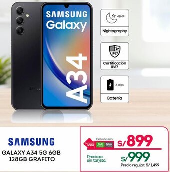 Tottus SAMSUNG GALAXY A34 5G 6GB 128GB GRAFITO oferta