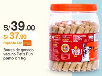 Metro Pet's Fun Barras de ganado vacuno pomo x 1 kg oferta