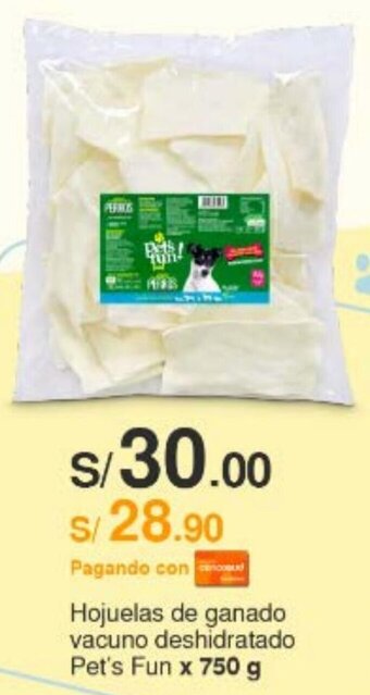 Metro Pet's Fun Hojuelas de ganado vacuno deshidratado x 750 g oferta