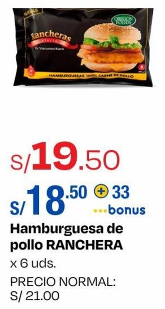 Metro RANCHERA Hamburguesa de pollo x 6 uds. oferta