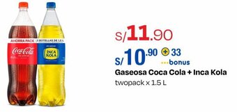 Metro Gaseosa Coca Cola + Inca Kola twopack x 1.5 L oferta
