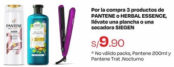 Metro Por la compra 3 productos de PANTENE O HERBAL ESSENCE, llévate una plancha o una secadora SIEGEN oferta