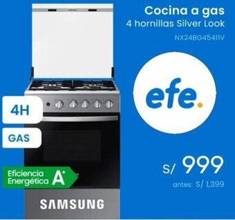 Tiendas EFE Samsung Cocina a gas 4 hornillas Silver Look NX24BG45411V oferta