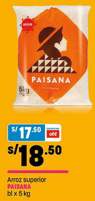 Plaza Vea PAISANA Arroz superior bl x 5 kg oferta
