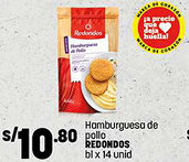 Plaza Vea REDONDOS Hamburguesa de pollo bl x 14 unid oferta