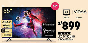 Plaza Vea HISENSE LED TV 55" UHD VIDAA 55A6H oferta