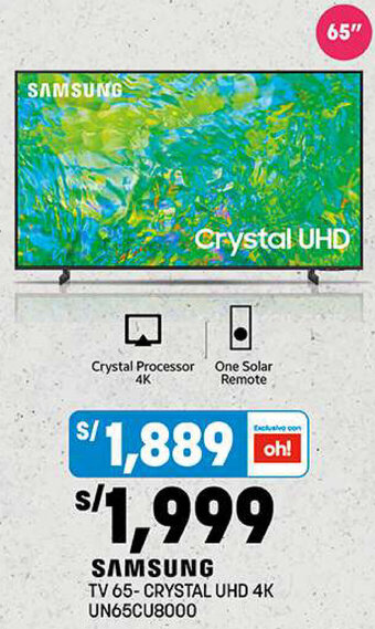 Plaza Vea SAMSUNG TV 65" CRYSTAL UHD 4K UN65CU8000 oferta