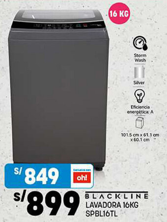 Plaza Vea BLACKLINE LAVADORA 16KG SPBL16TL oferta